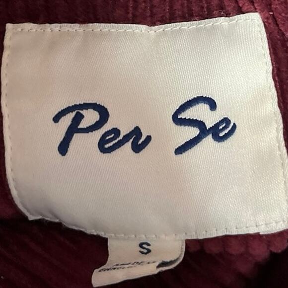 Per Se Maroon Corduroy Collared Button Down Long Sleeve Shirt Top Jacket Size S - Picture 3 of 4